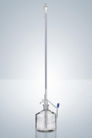 Автоматическая бюретка Пеллета Hirschmann 50 : 0,1 мл, класс AS, светлое стекло, синяя градуировка, PTFE кран