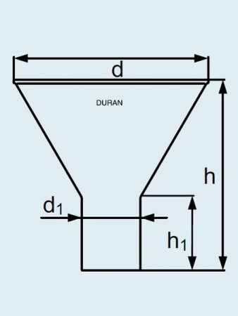 Воронка DURAN Group диаметр 160 мм, длина 140 мм, с короткой и широкой сливной трубкой, стекло