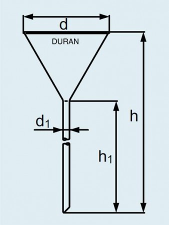 Воронка DURAN Group диаметр 55 мм, длина 190 мм, с длинной сливной трубкой, стекло