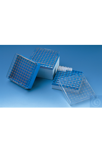 114864 Фирменная коробка для хранения ПК f.cryogen.tubes stackable f. 3, 4 + 5 мл синего для 81 cryogen.tube