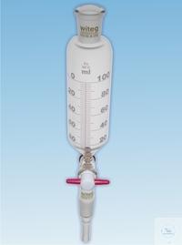 1 816 100 Witeg DROPPING FUNNELS, CYL., GRADUATED, ST-PTFE-STOPCOCK, W. SC