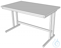 4711-308002-16-O Labor-Pilz laboratory writing table, C-frame L1200/T600 melamine