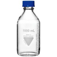 Бутыль RASOTHERM 250 мл, GL45, с градуировкой, крышкой и сливным кольцом, стекло